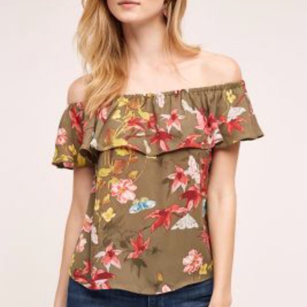 Anthro floral off the shoulders top